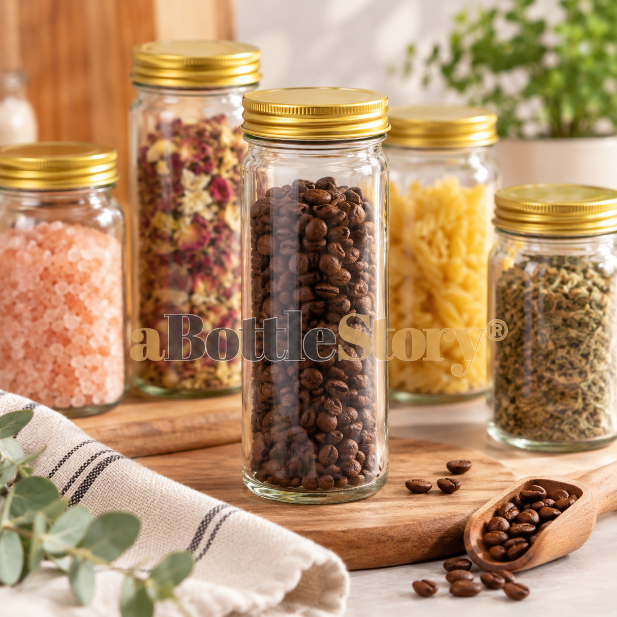 Elegant Gold-Capped Glass Jar