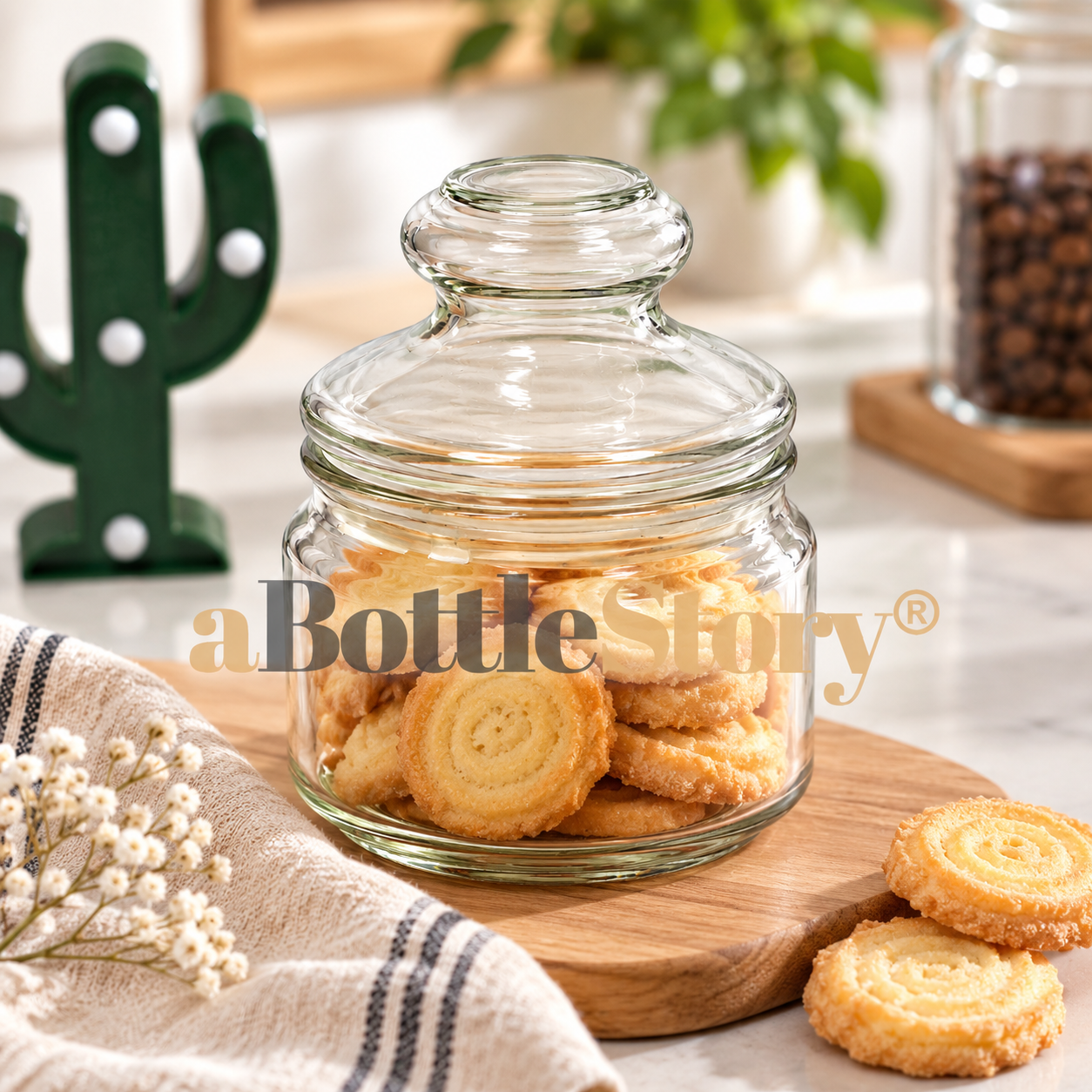 Clear Glass Apothecary Jar with Elegant Logo