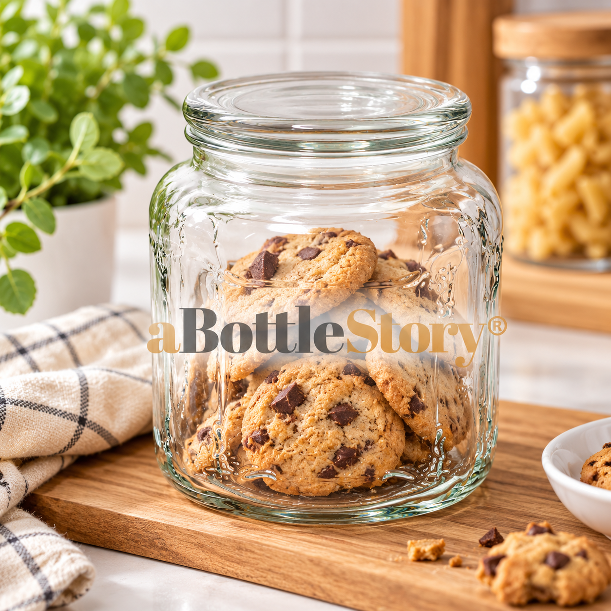 Clear Glass Jar with aBottleStory® Watermark