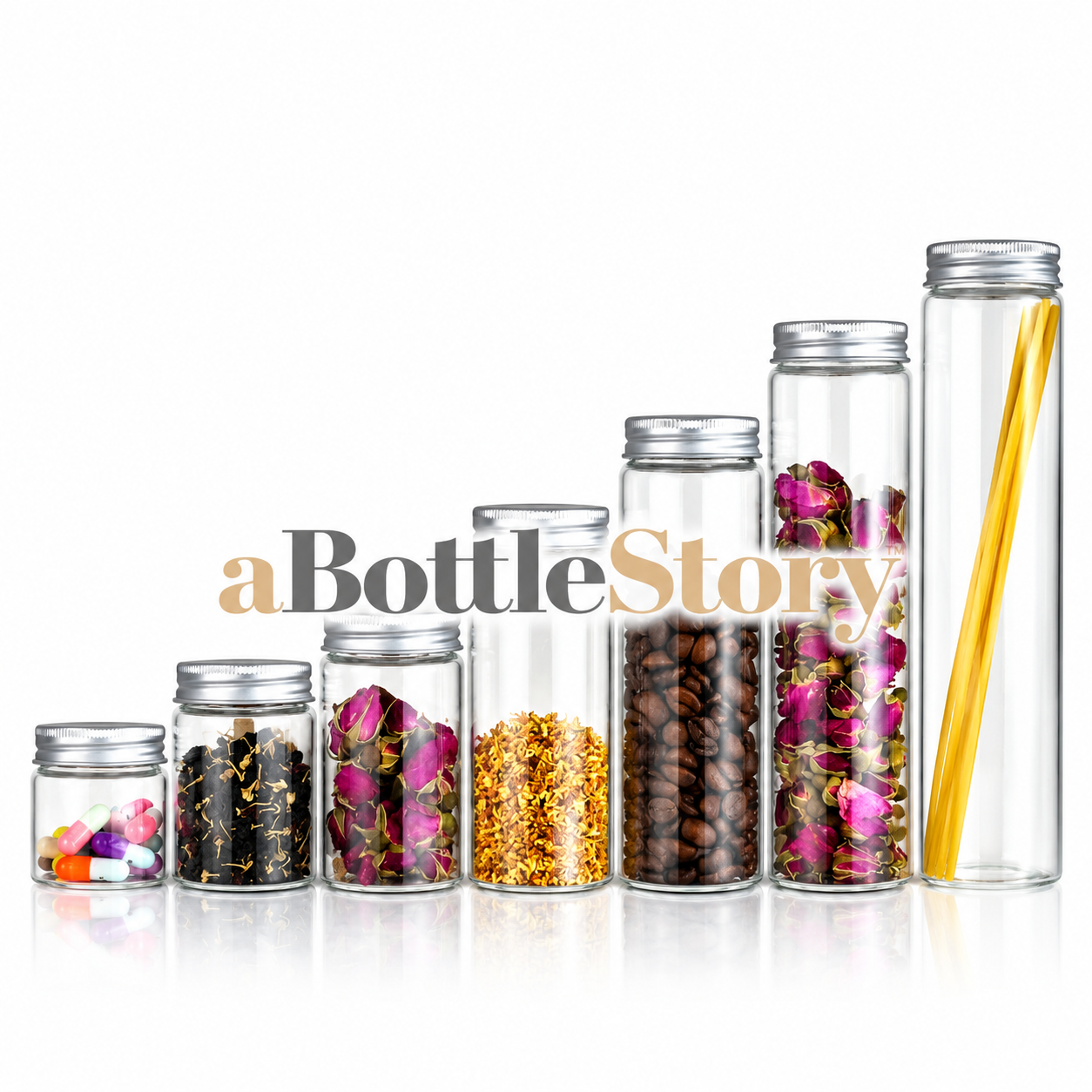 Clear Glass Jars with Gold and Silver Caps