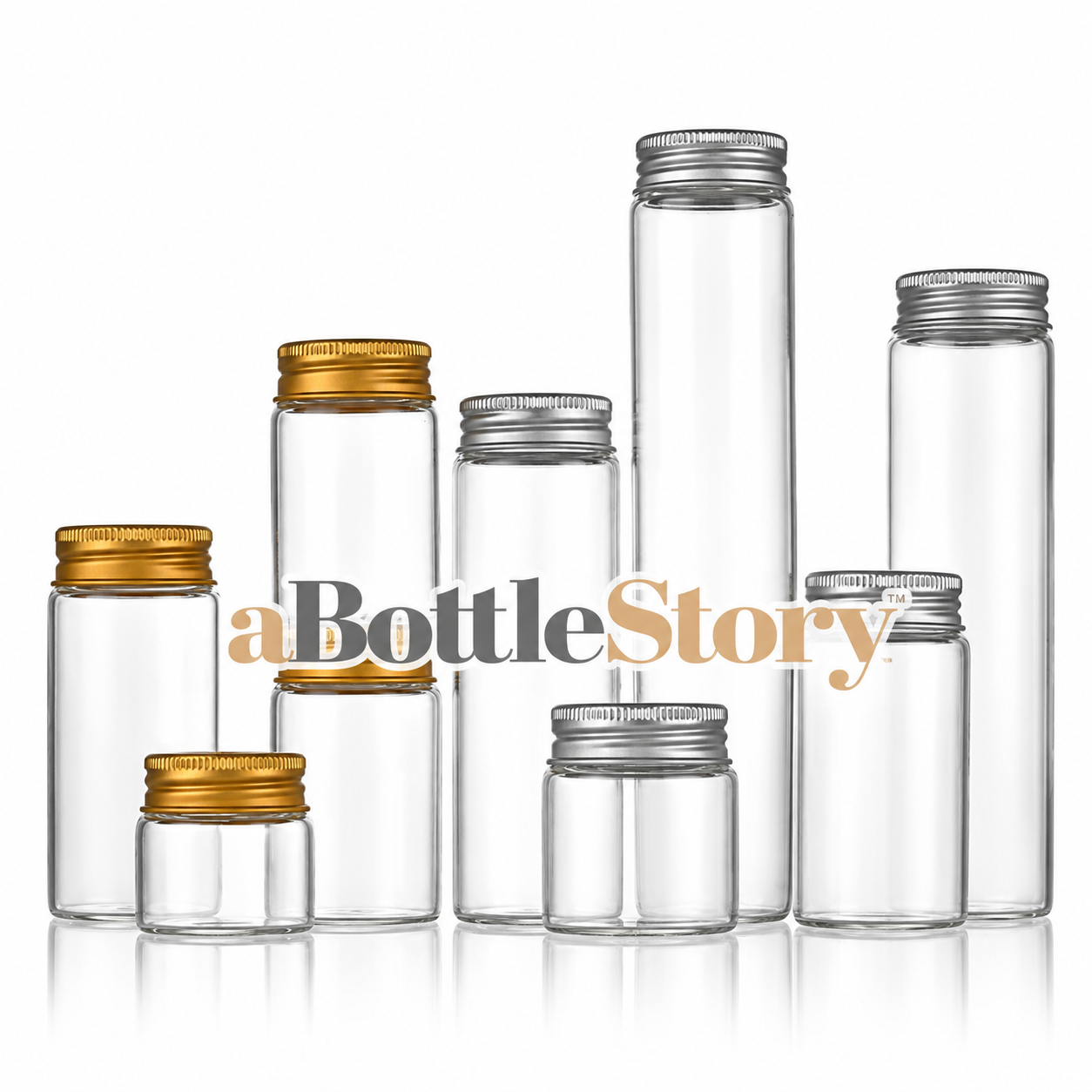 Clear Glass Jars with Gold and Silver Caps
