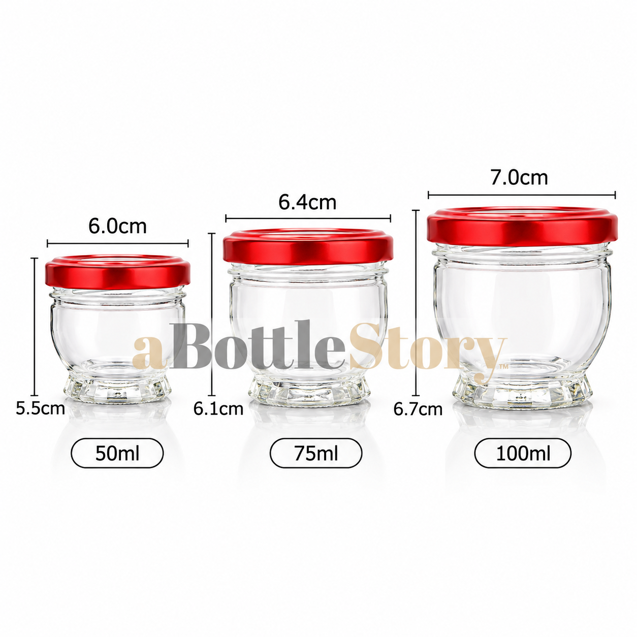 Clear Glass Jar with Glossy Red Lid
