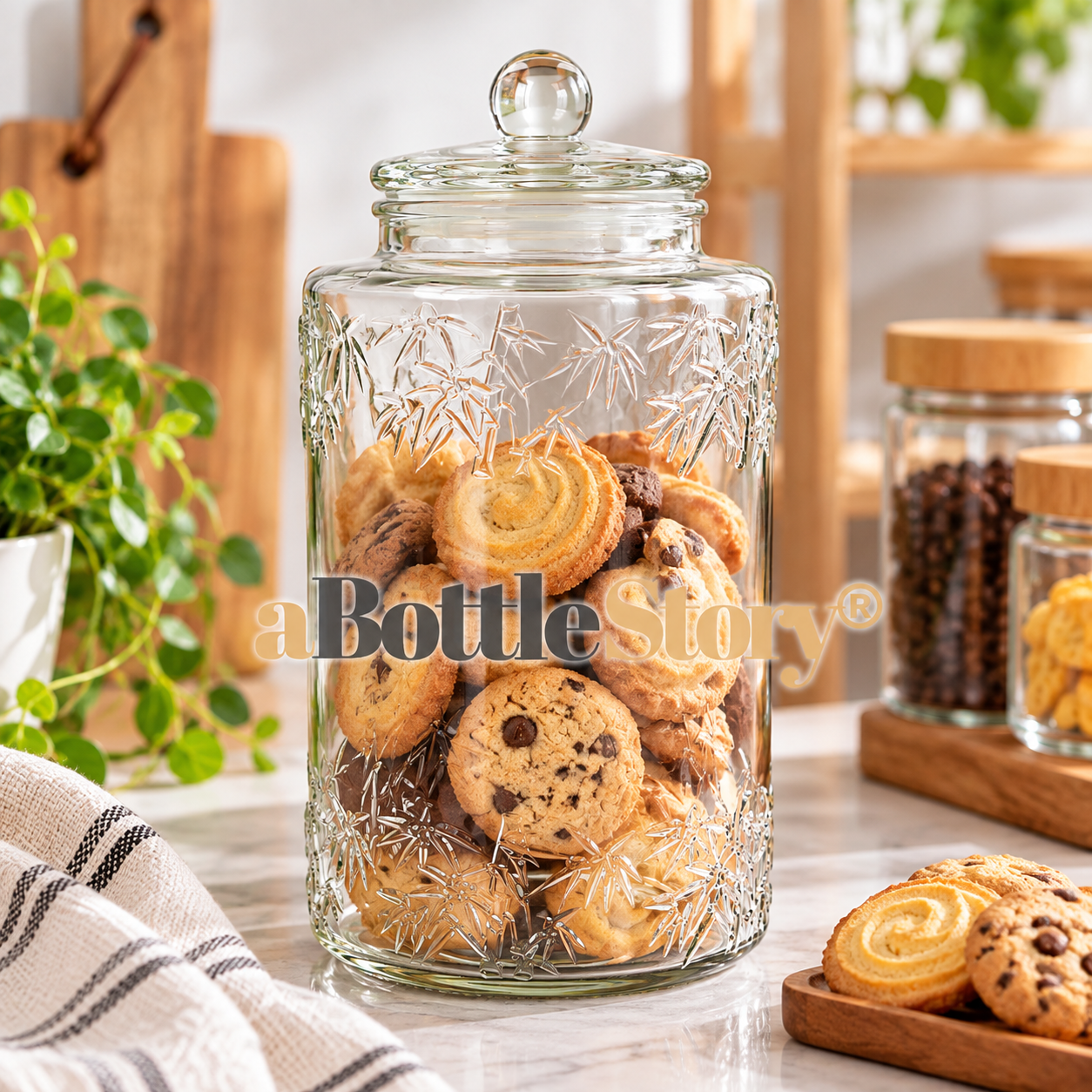 Clear Botanical Glass Apothecary Jar