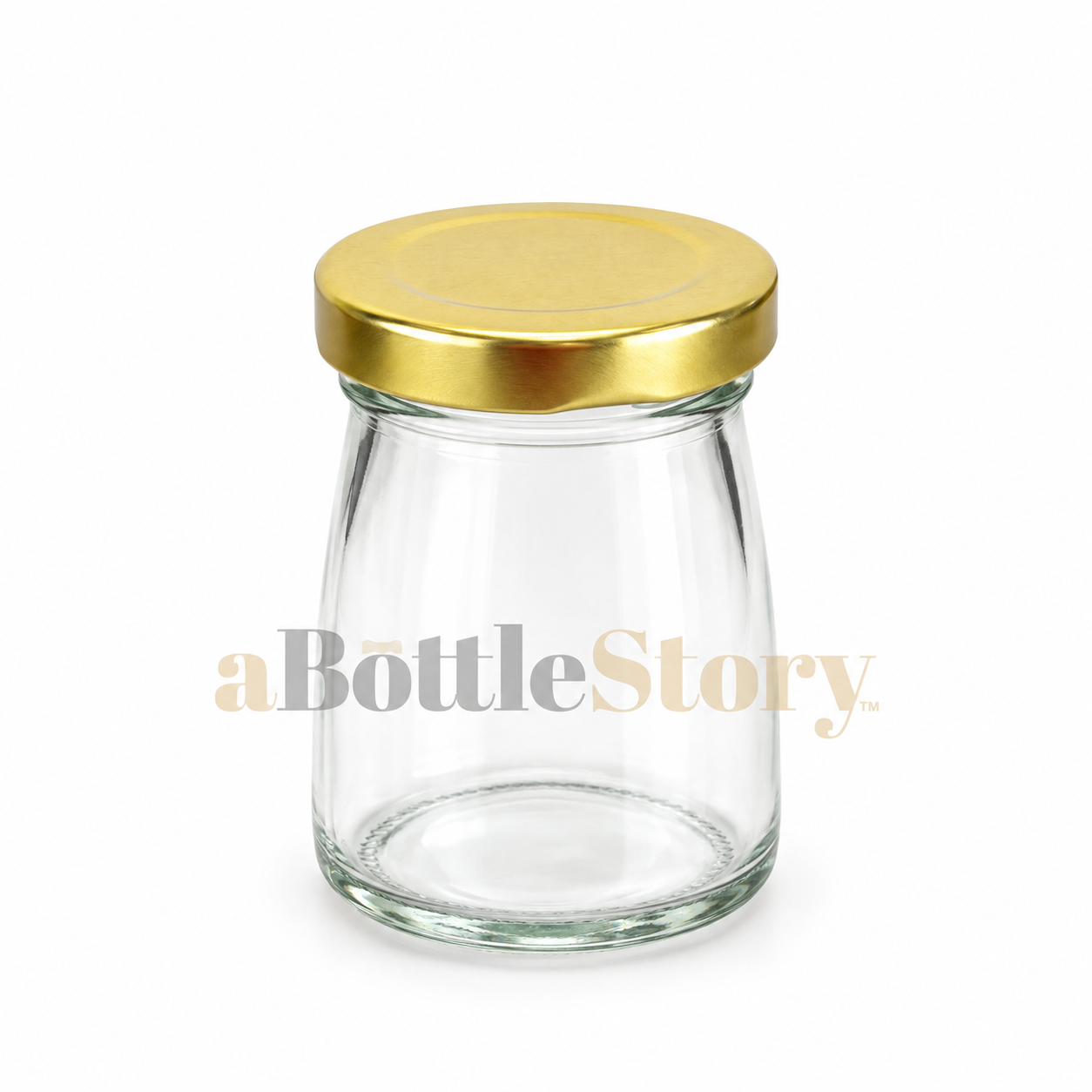 Gold-Lidded Clear Glass Jar Product Shot